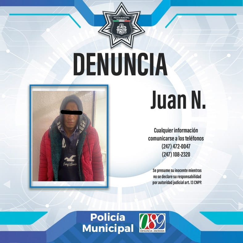 Detiene Policía Municipal de Huamantla a presunto asaltante